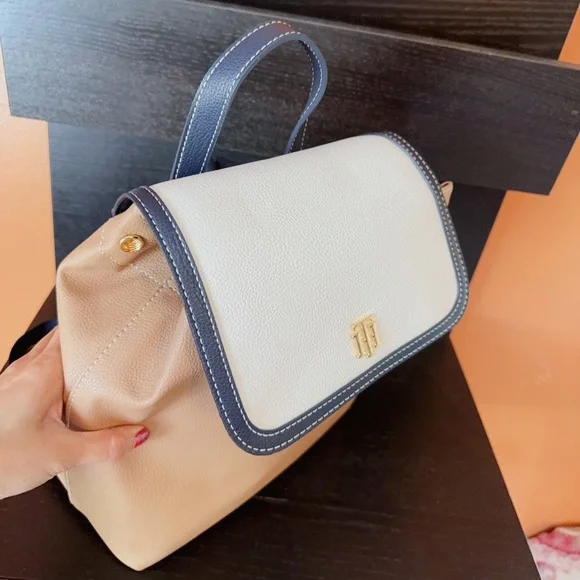 Tommy Hilfiger White Greige Liv II Flap Women Backpacks - Picture 6 of 9